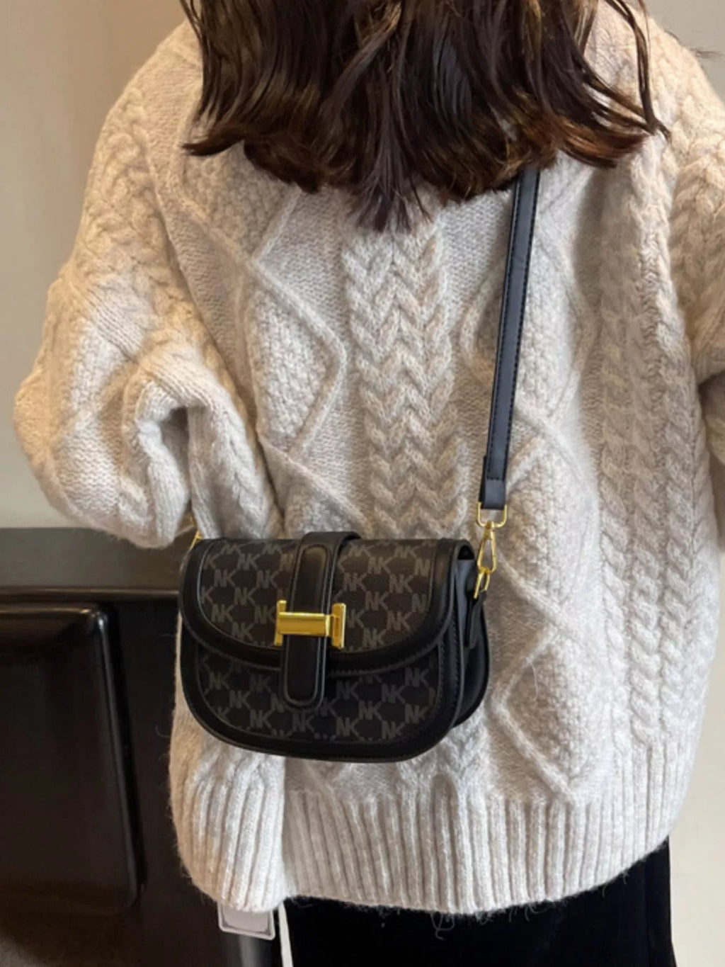 Patterned Flap Crossbody Bag