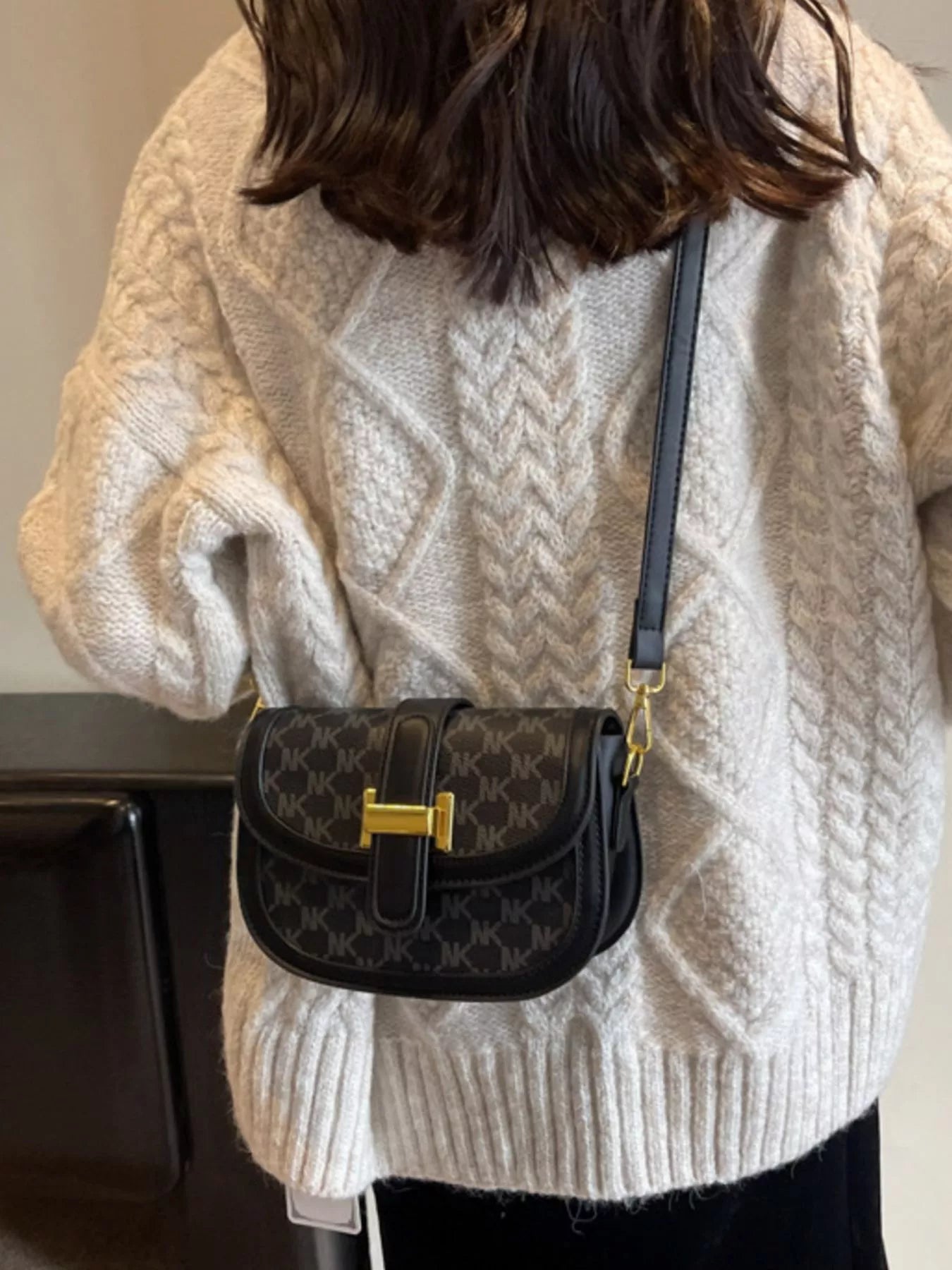 Patterned Flap Crossbody Bag
