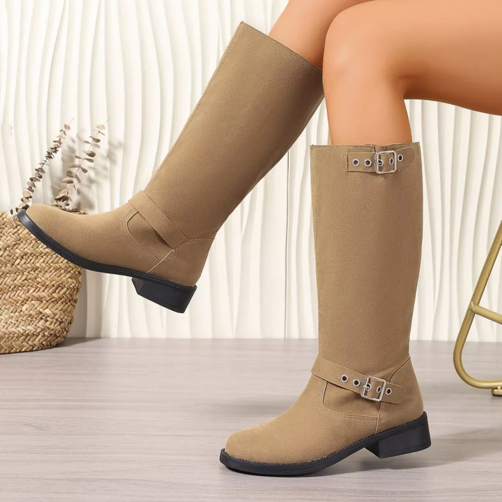 Round Toe Block Heels Boots