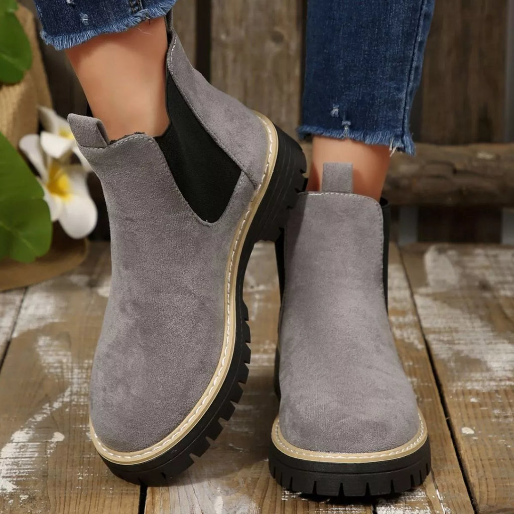 Round Toe Block Heels Boots