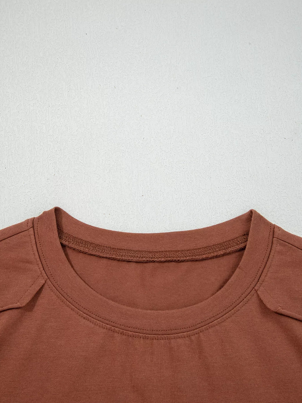 Raw Seam Detail Solid Color Long Sleeve Top