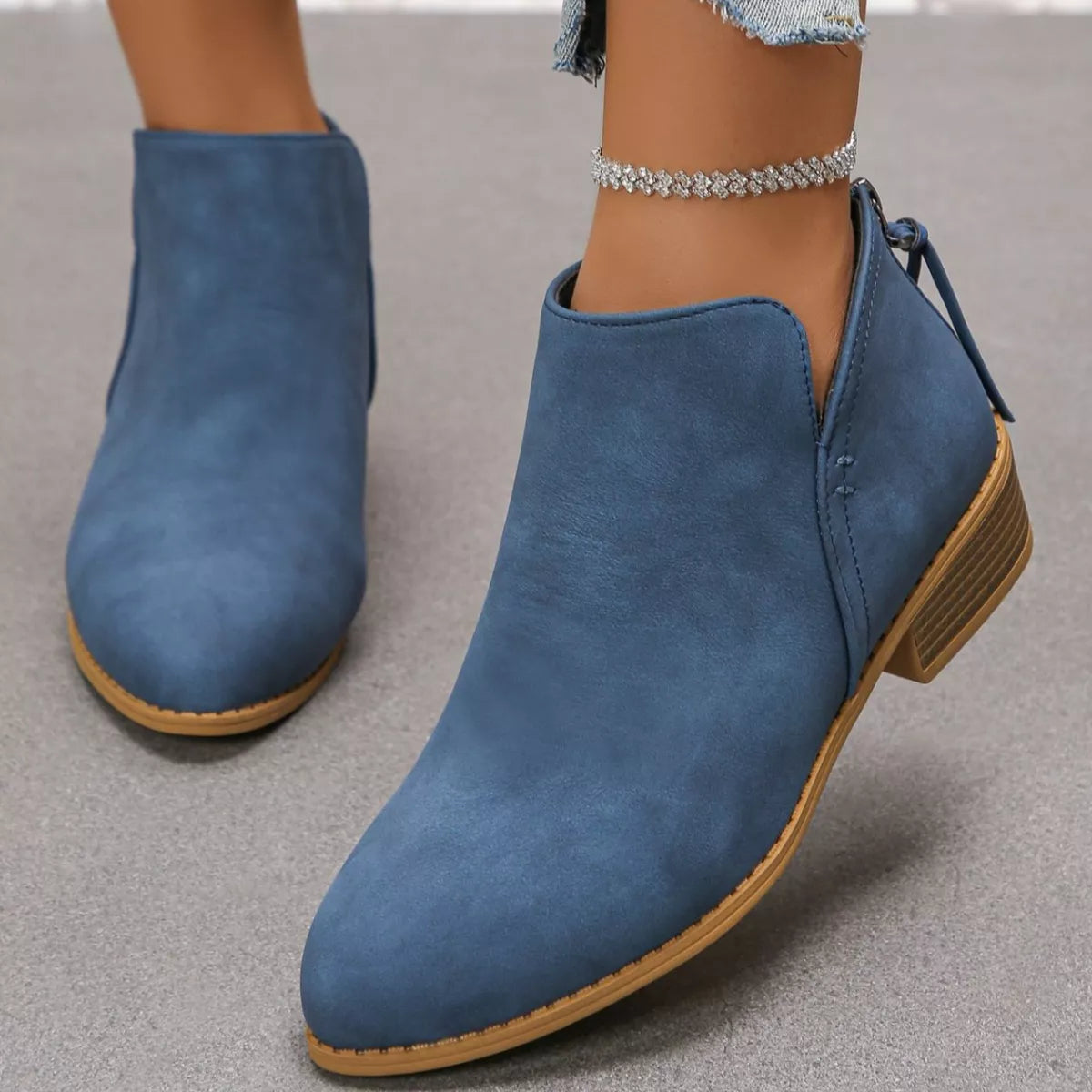 Point Toe Block Heels Boots