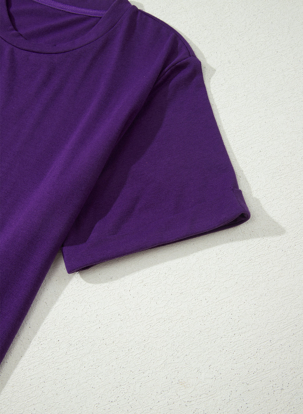 Tillandsia Purple Casual Plain Crew Neck Tee