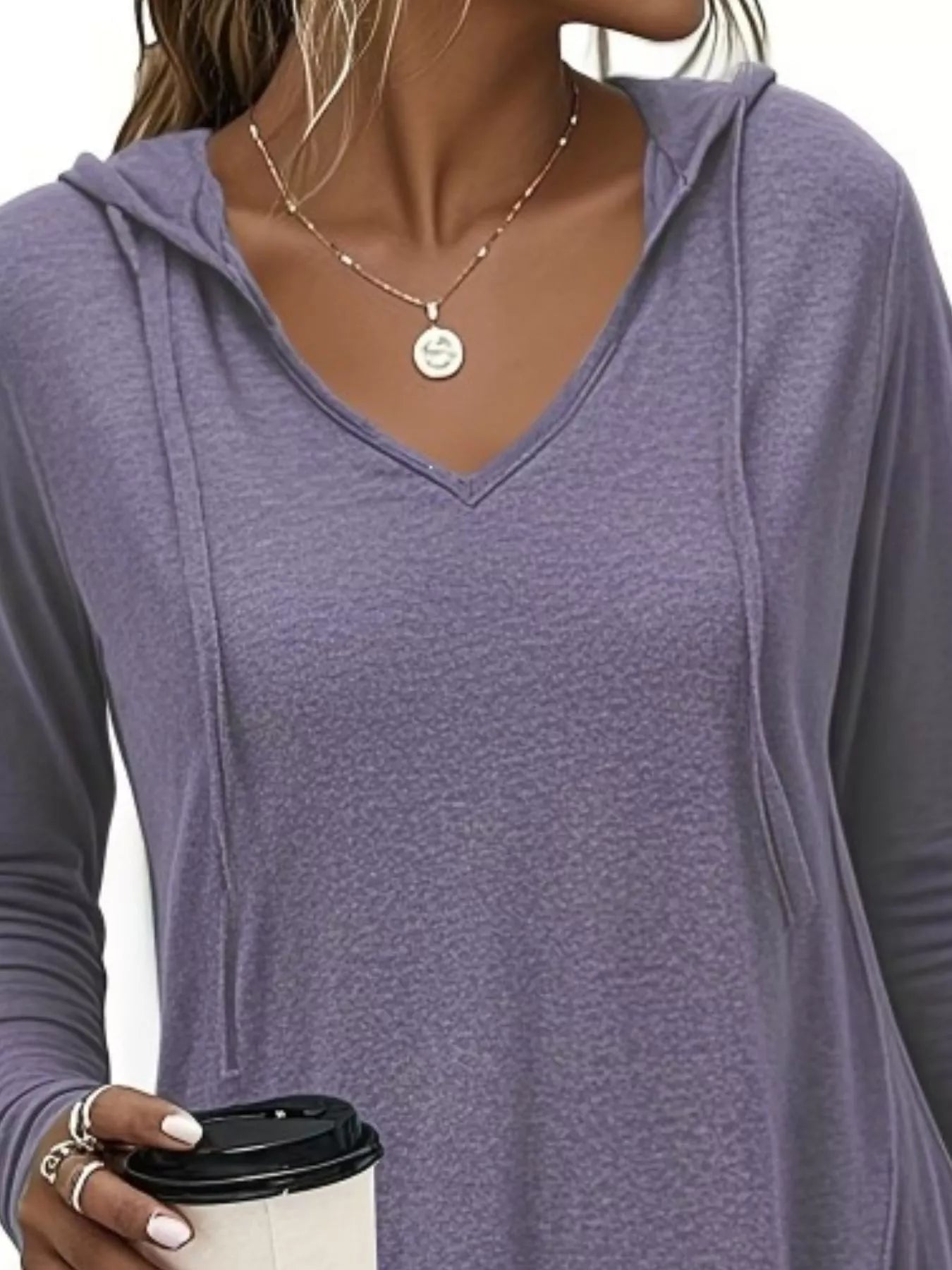 Full Size Drawstring Long Sleeve Hooded Top Plus Size