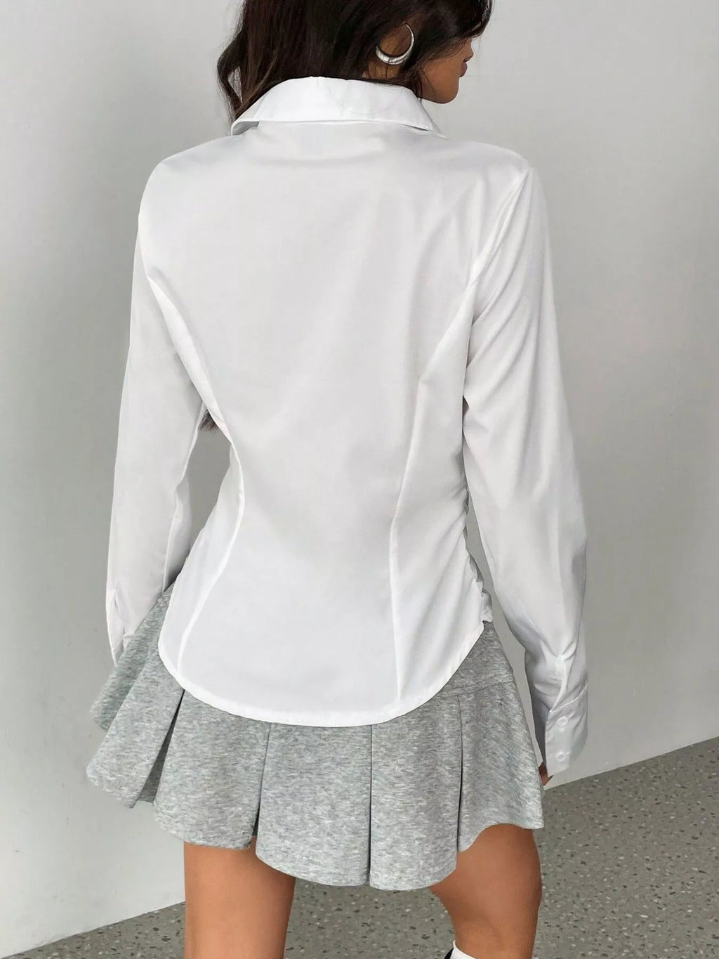 Ruched Slim-Fit Button-Down Shirt