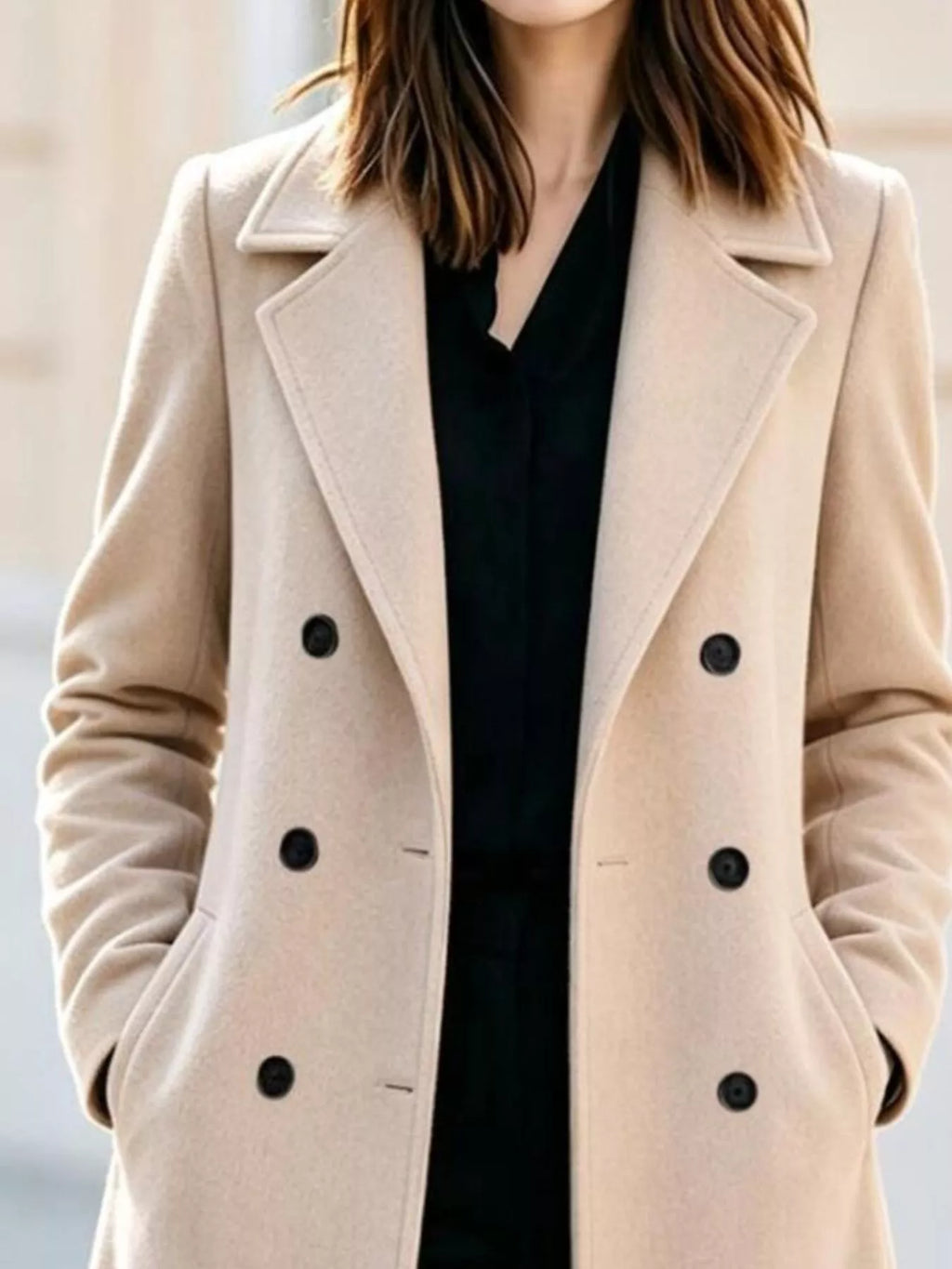 Double-Breasted Lapel Collar Coat