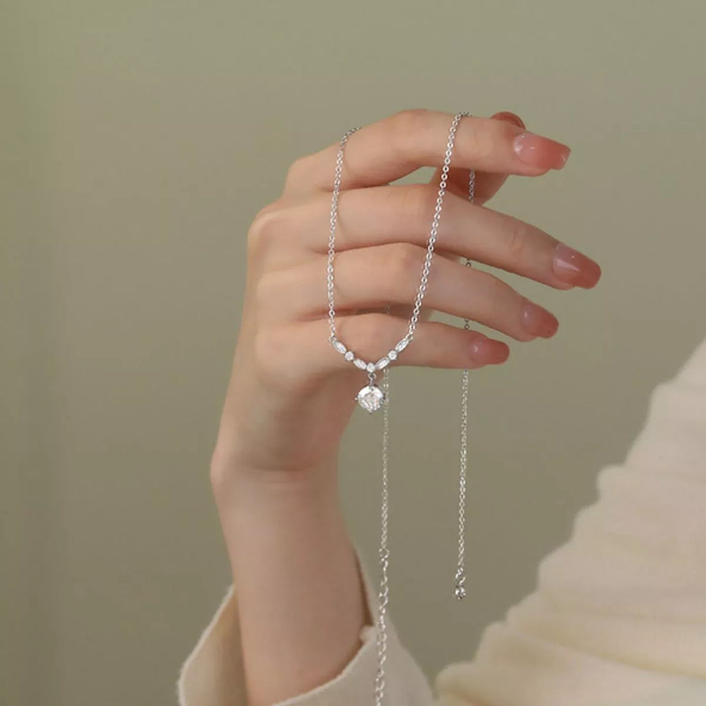 925 Sterling Silver Zircon Pendant Necklace