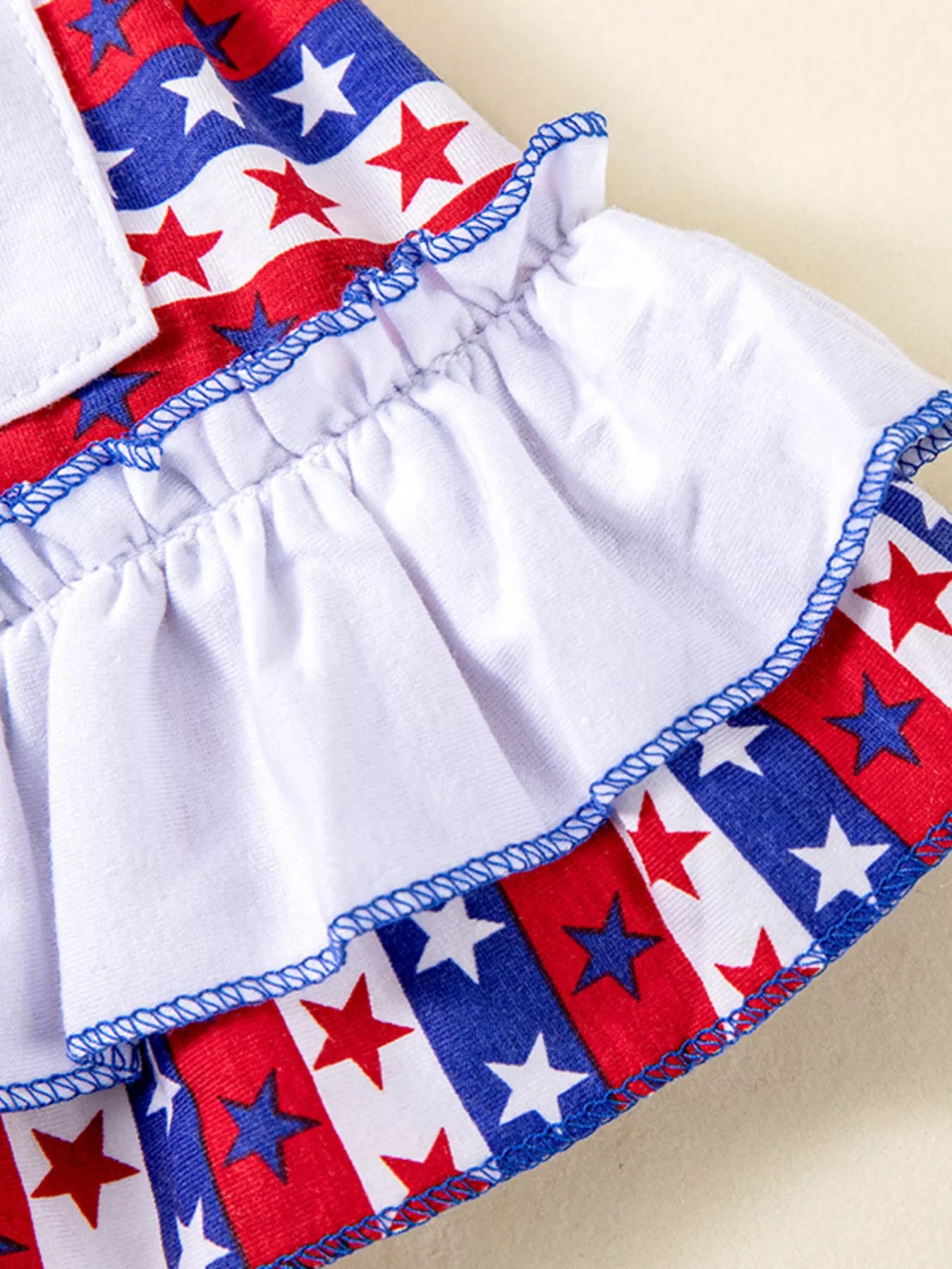 Children's Patriotic Star-Spangled Ruffled Dress and Shorts Set