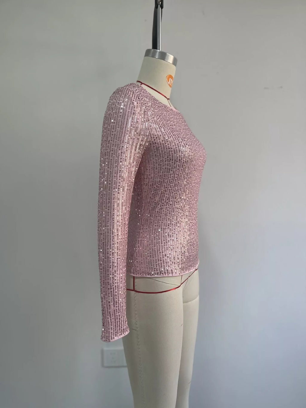 Sequin Long Sleeve Crop T-Shirt