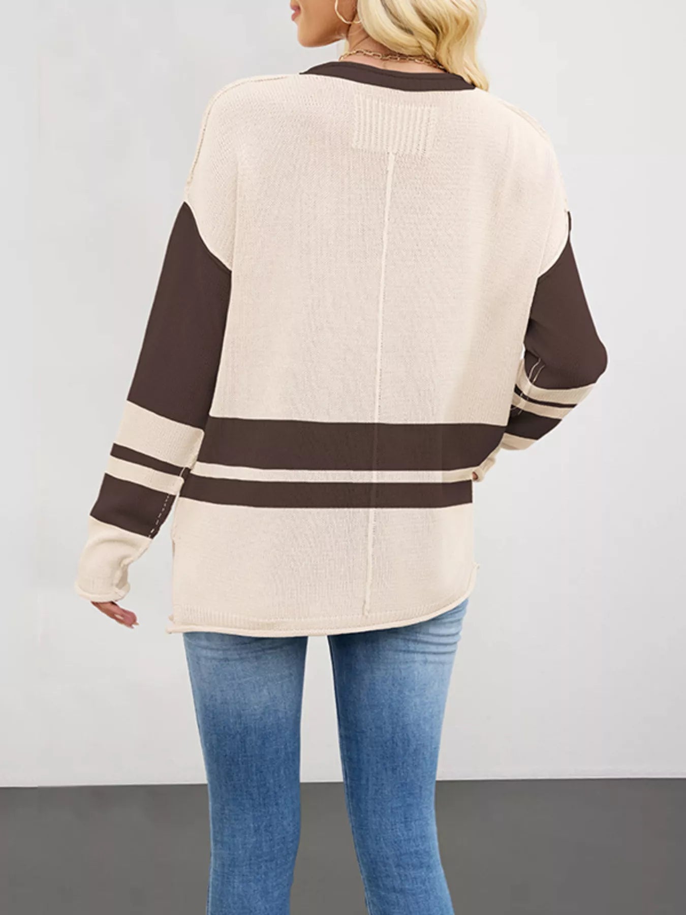 Striped Dropped Shoulder Sweater