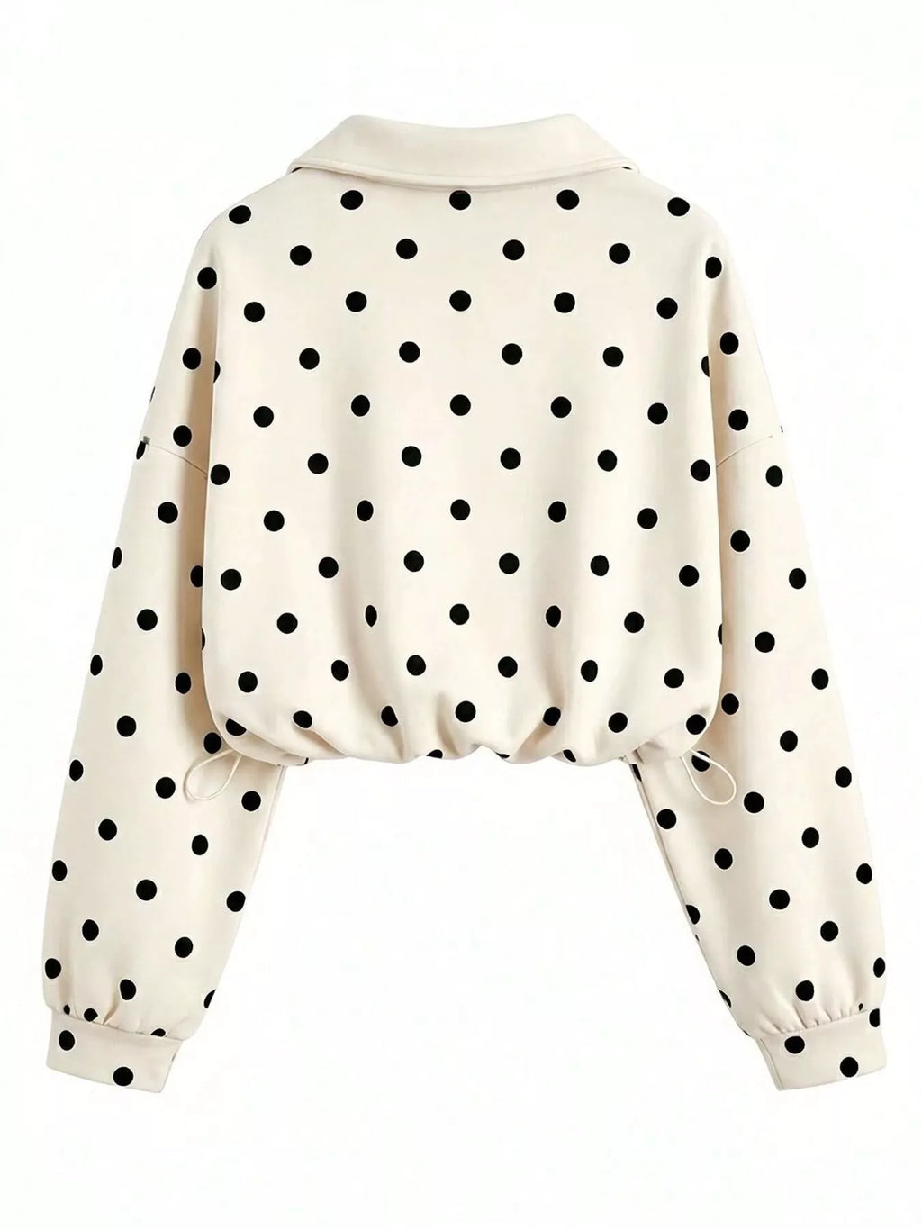 Polka Dot Half Zip Cropped Sweatshirt