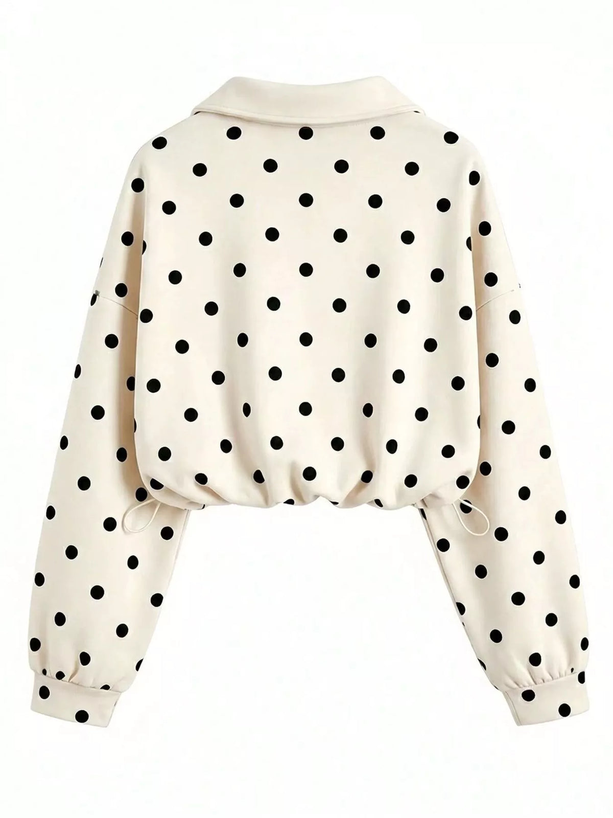 Polka Dot Half Zip Cropped Sweatshirt