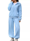 Zip-Up Long Sleeve Top and Pants Set
