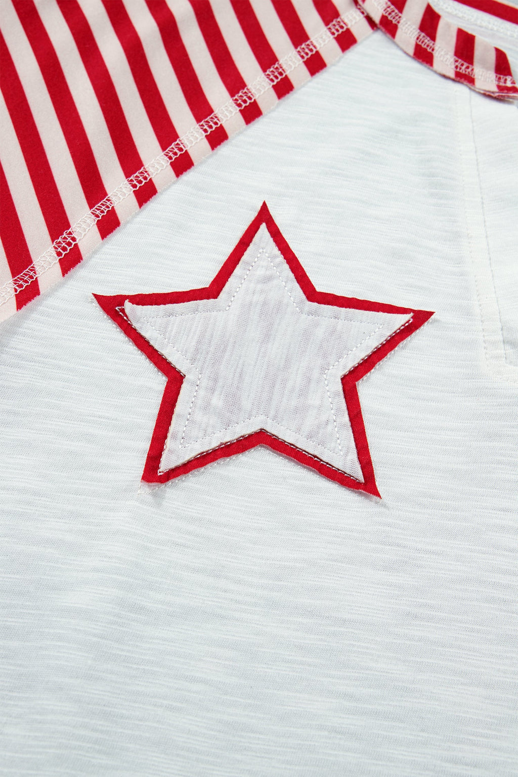 Fiery Red Star Detail Flag Inspired Short Sleeve Top