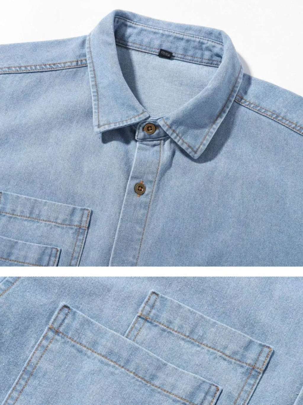 Men's Plus Size Button Up Long Sleeve Denim Shirt