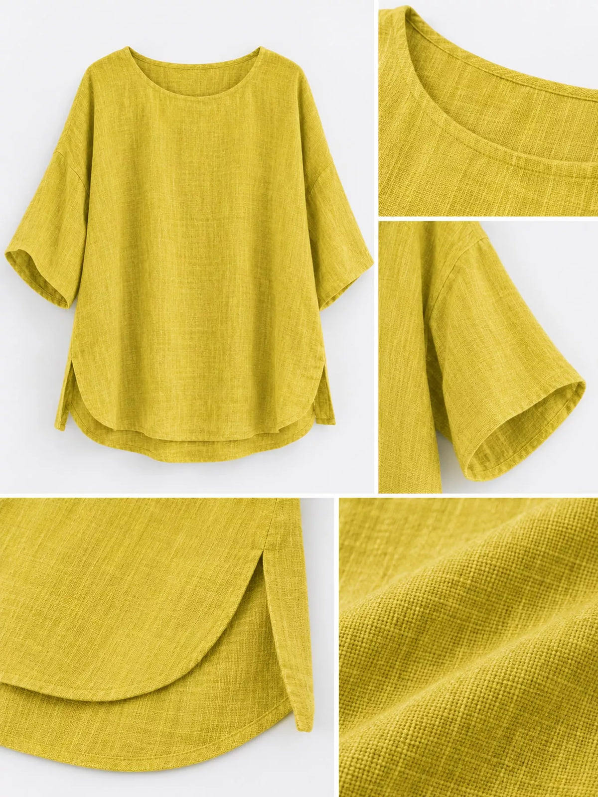 Full Size Loose Fit Linen Blend Blouse Plus Size