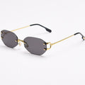 Rimless Oval Sunglasses with Gold Frame