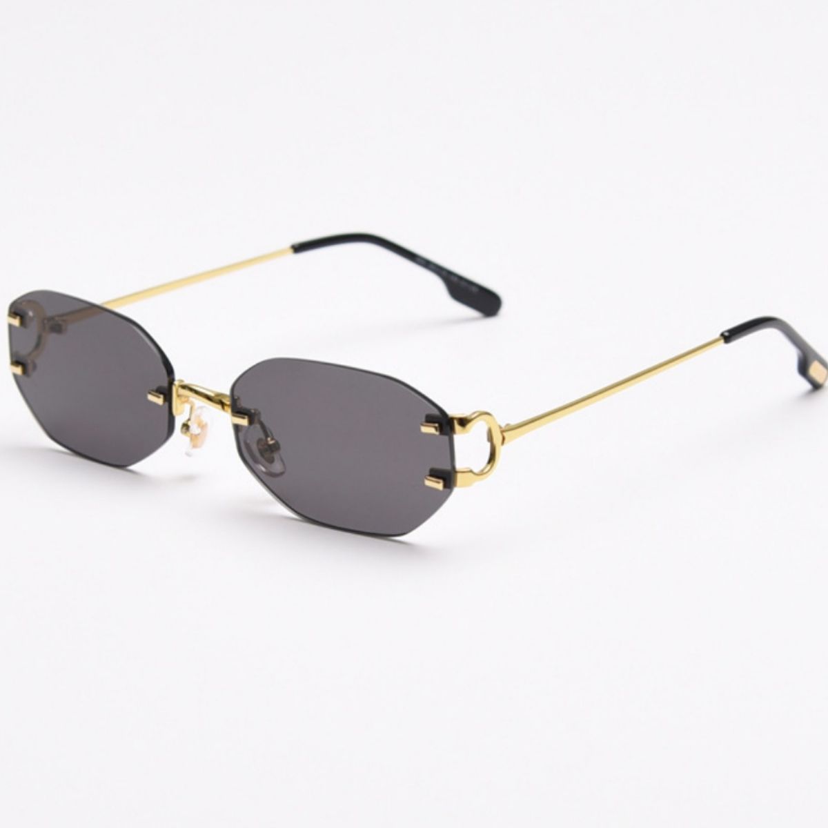 Rimless Oval Sunglasses with Gold Frame