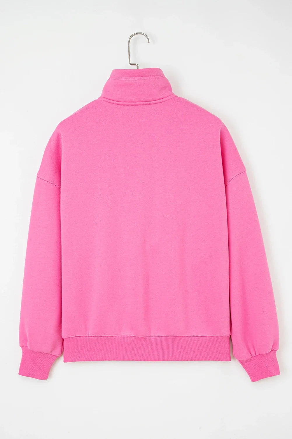 Half Button Stand Neck Drop Shoulder Sweatshirt