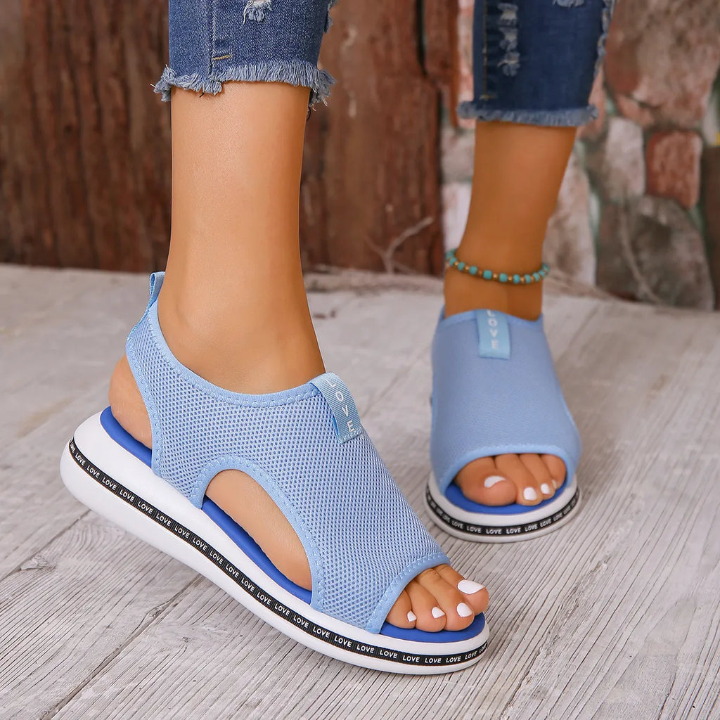 Mesh Open Toe Platform Sandals