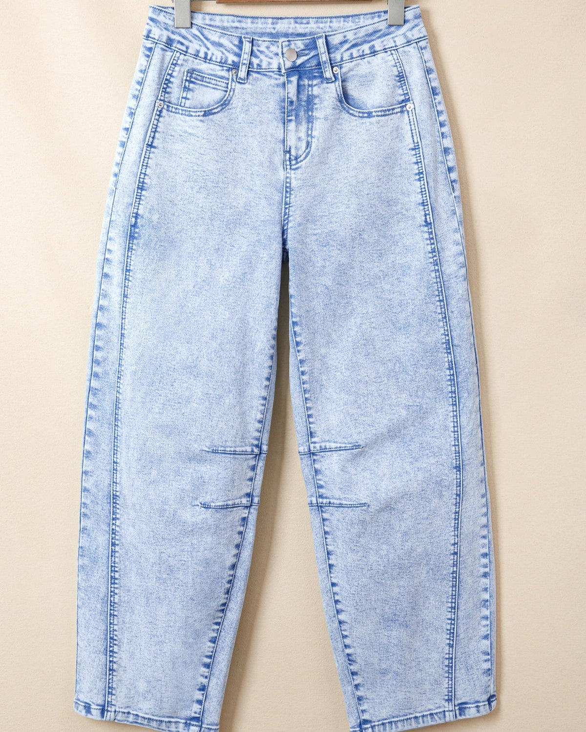 Tatum Light Washed Pull On Barrel Jeans