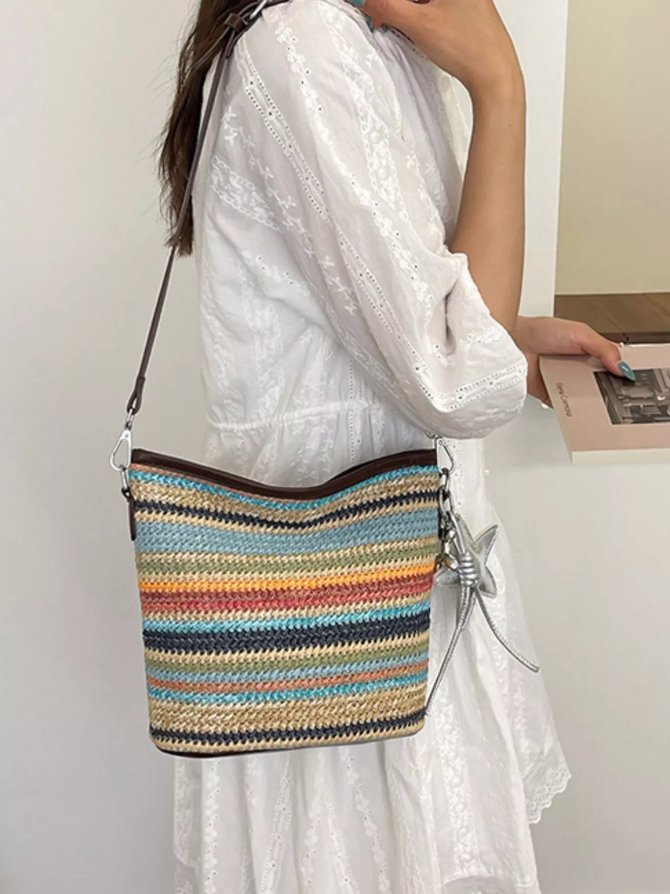 Striped Woven Crossbody Bag