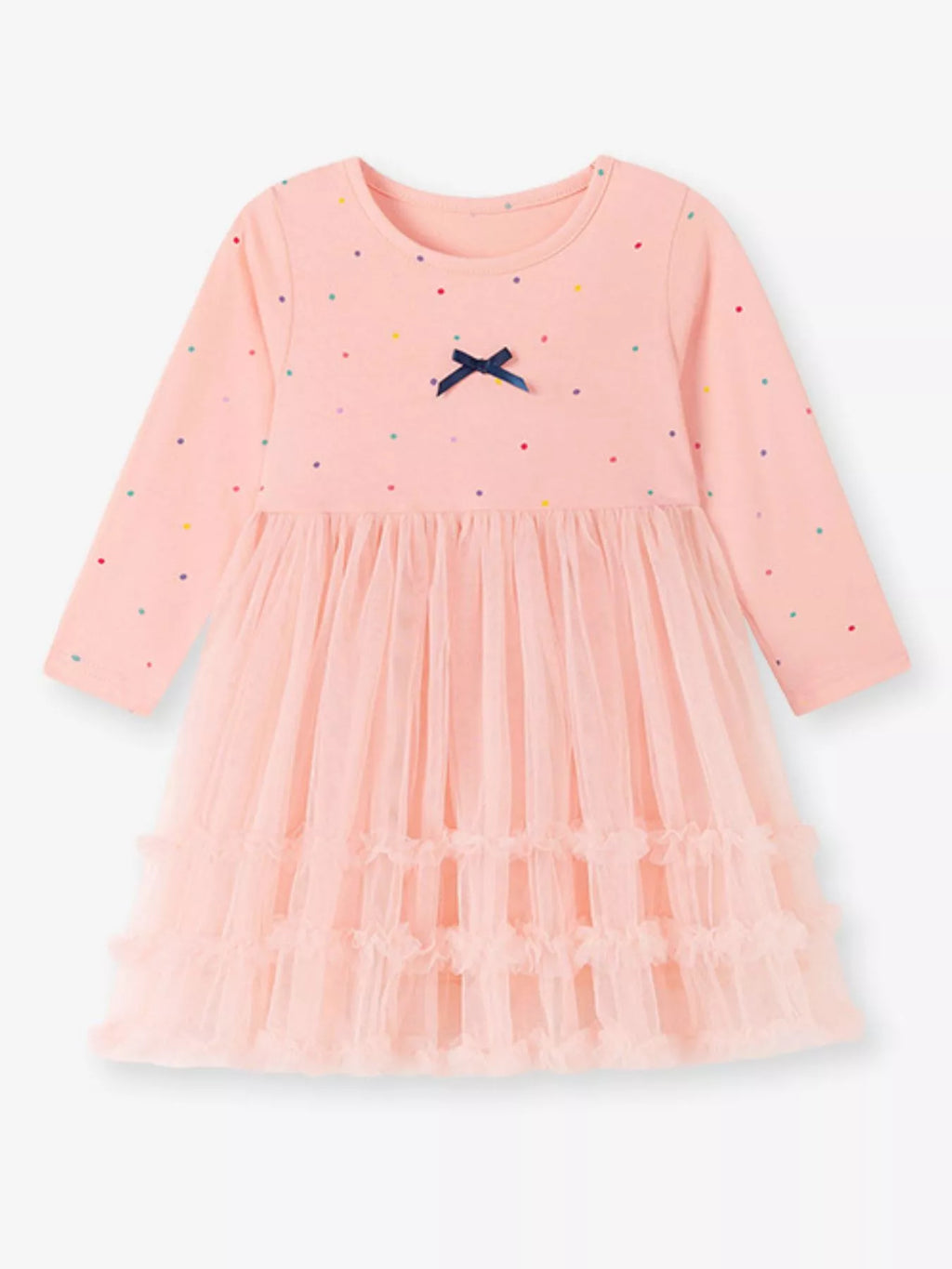 Children's Tulle Dress with Polka Dots and Bow Detail