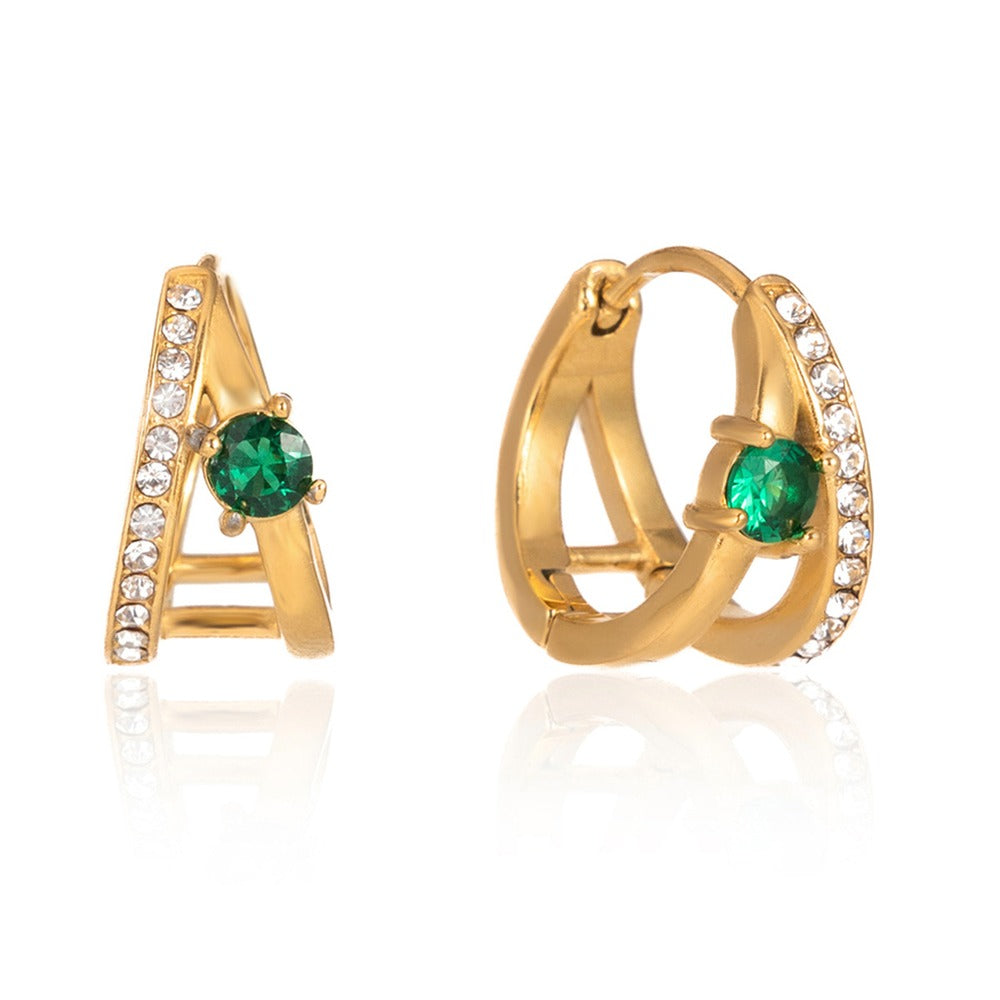 Green Zircon Hoop Earrings Collection