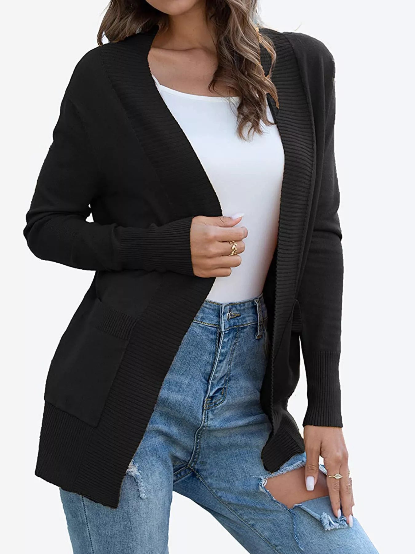 Open Front Knit Cardigan