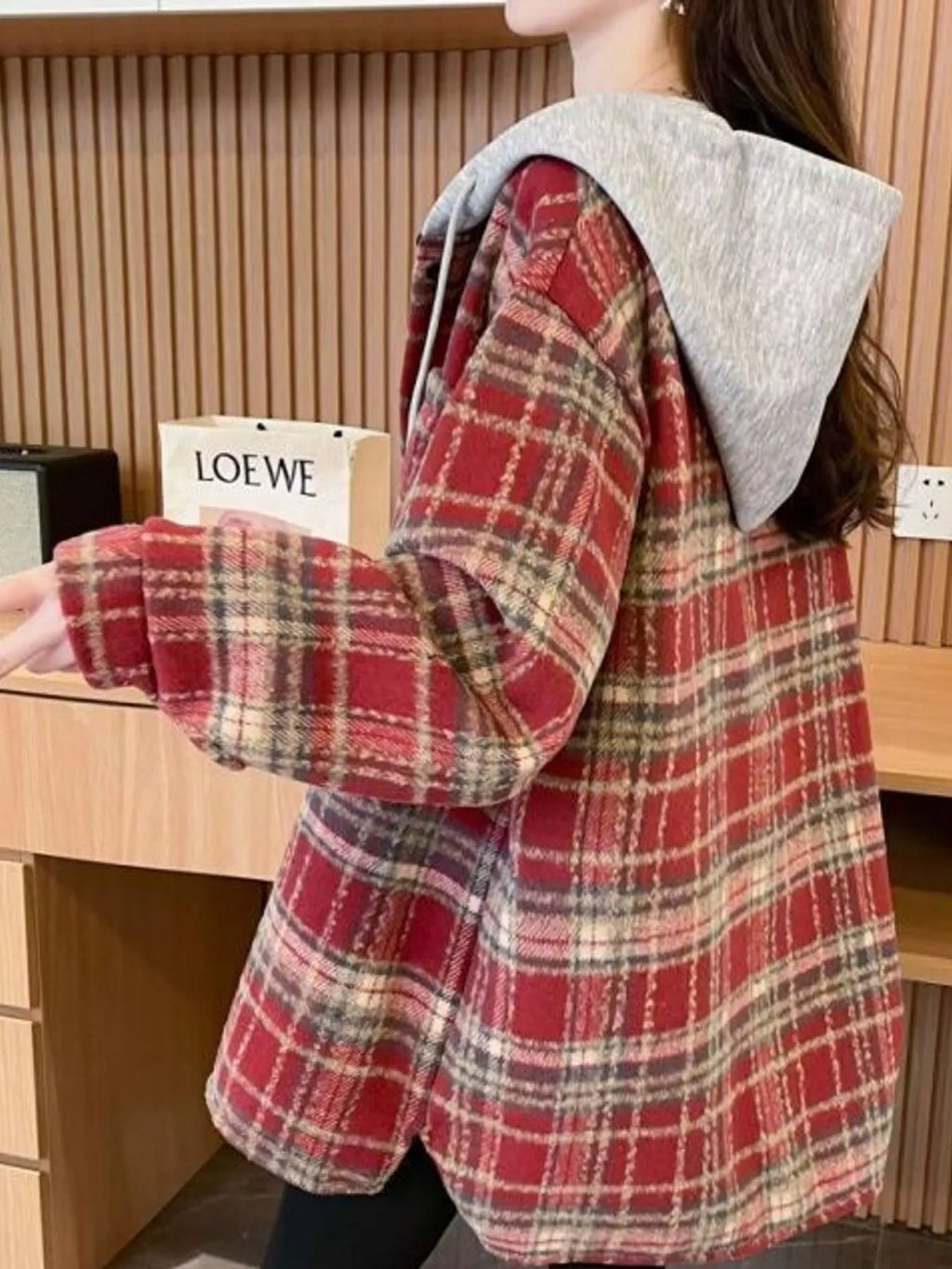 Plaid Button Up Hooded Shacket