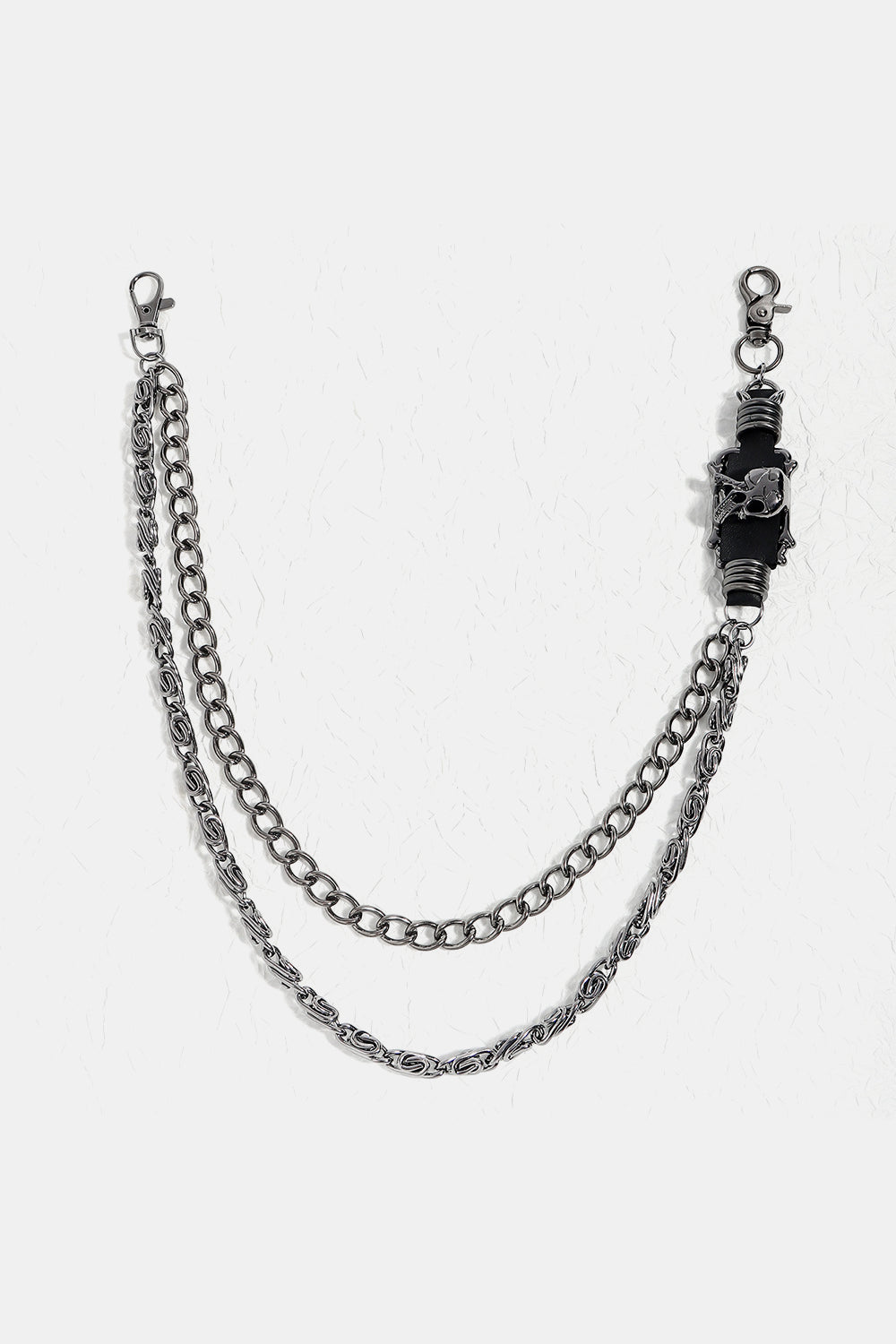 Double Layer Alloy Chain Belt with Skull Detail