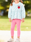 Children's Strawberry Peplum Top and Leggings Set