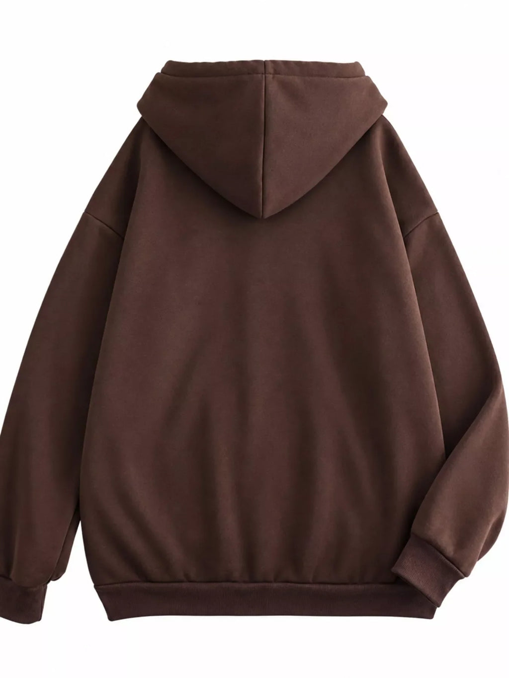 Full Size Oversized Solid Zip-Up Hoodie with Drawstring Plus Size