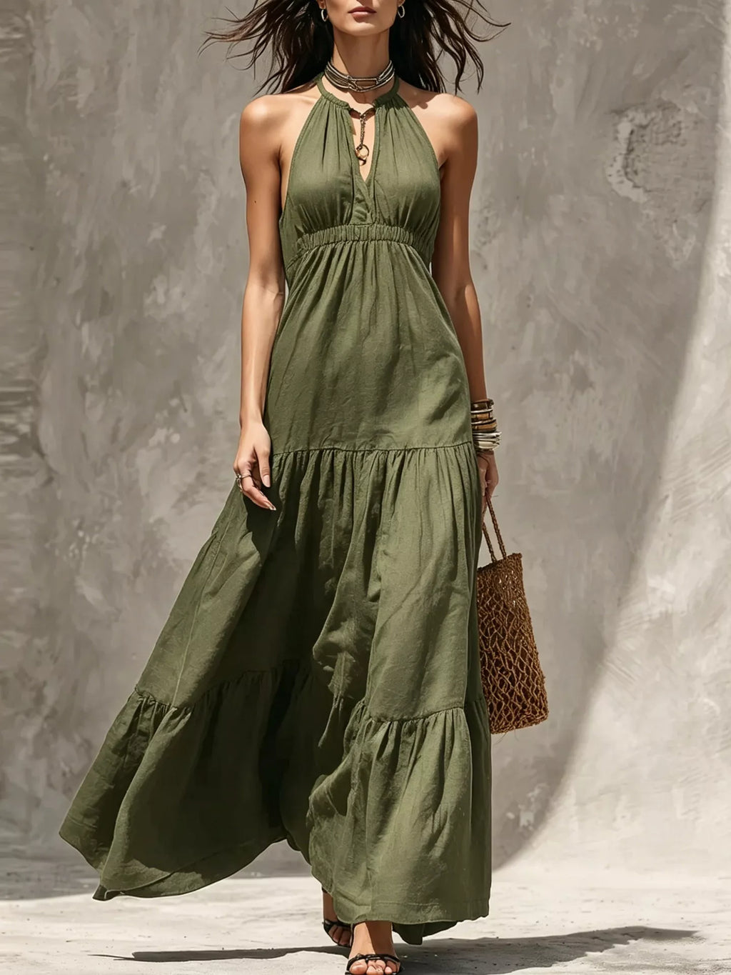 Sleeveless Tiered Maxi Dress
