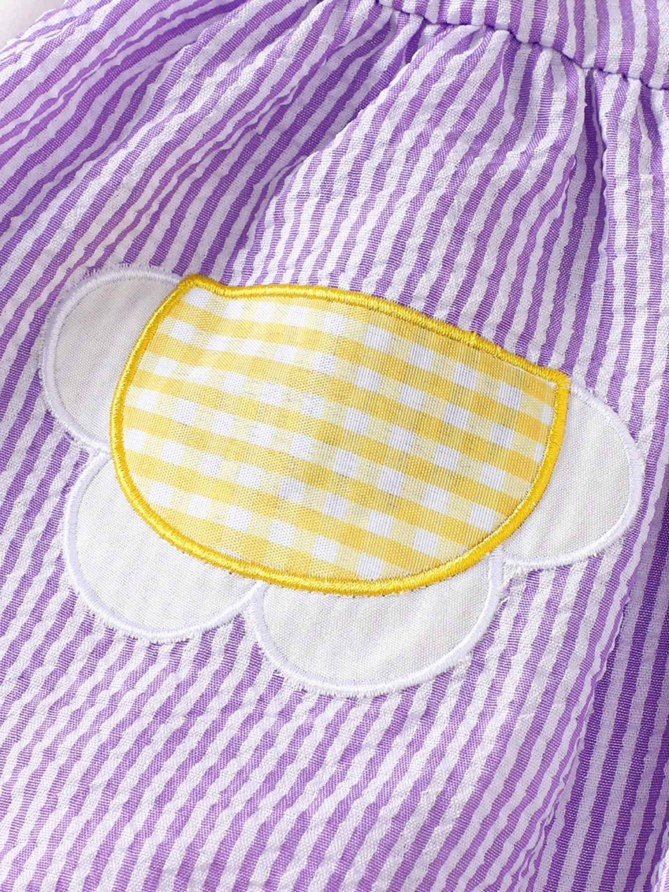 Children's Striped Ruffle Sleeve Top and Shorts Set
