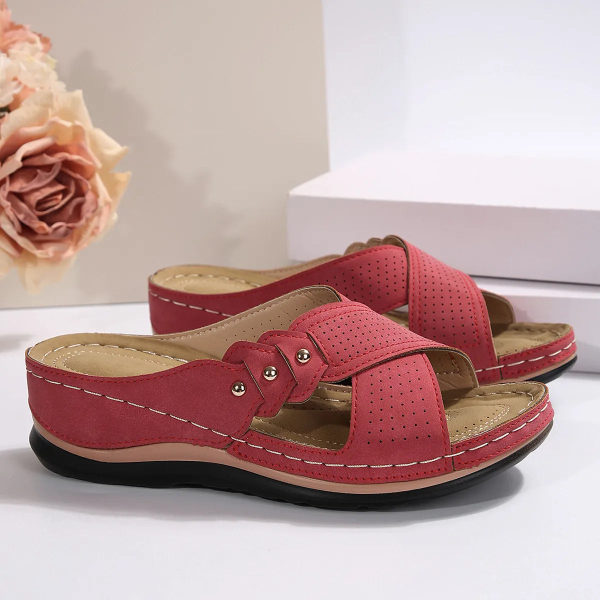Crisscross Open Toe Wedge Sandals