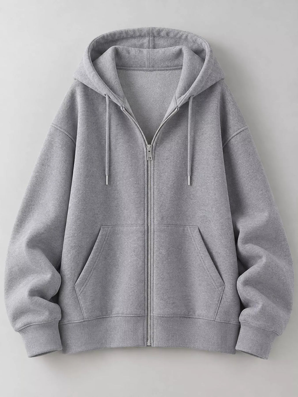 Full Size Zip-Up Dropped Shoulder Hoodie Plus Size