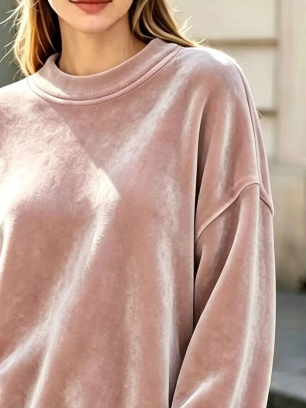 Full Size Crew Neck Dropped Shoulder Sweatshirt Plus Size