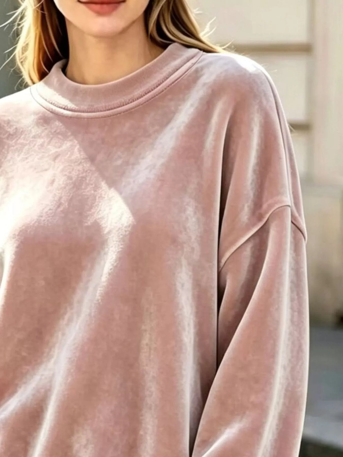 Full Size Crew Neck Dropped Shoulder Sweatshirt Plus Size