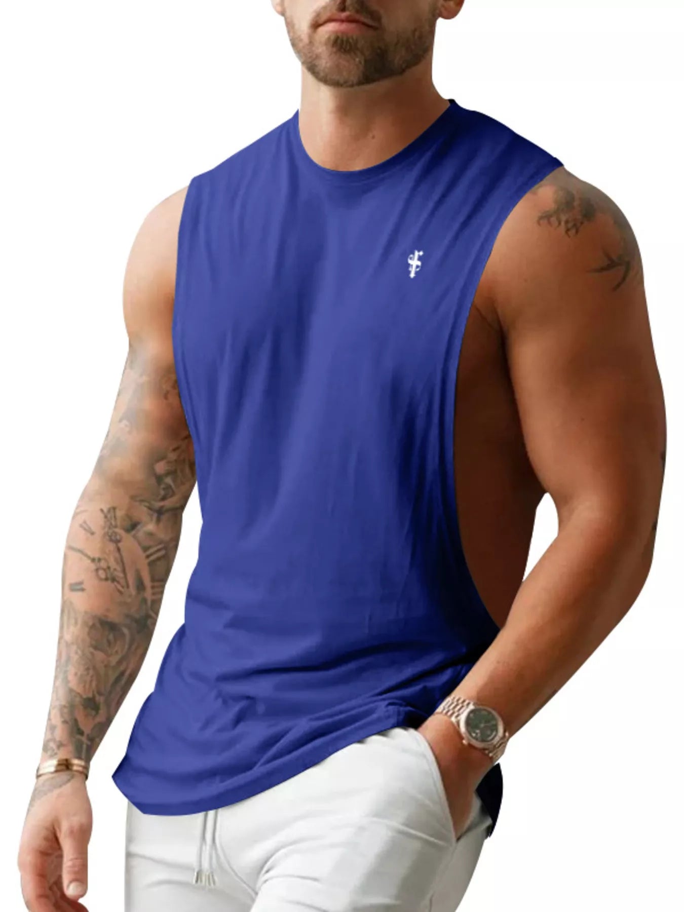 Men's Full Size Round Neck Tank Top Plus Size