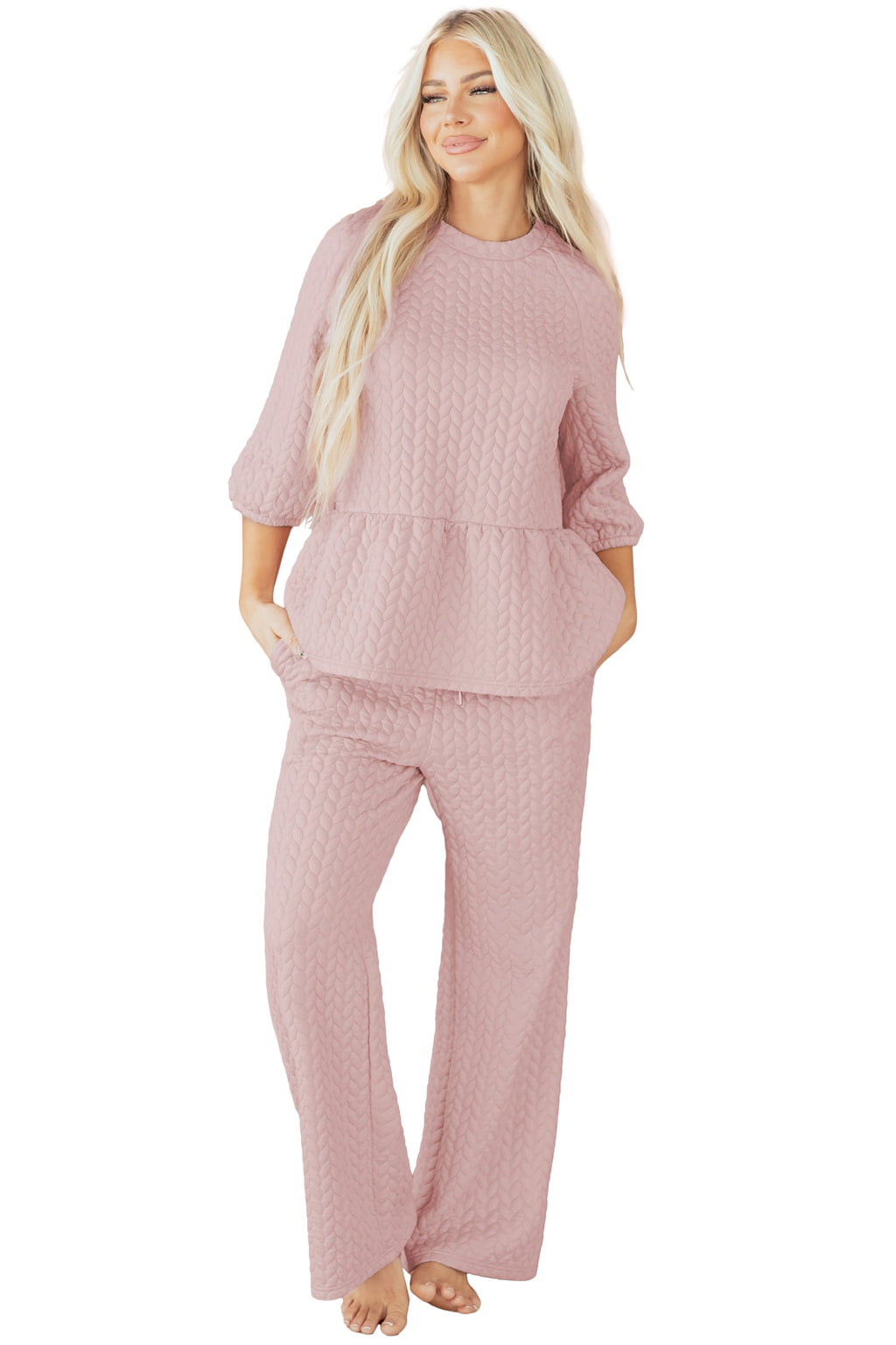 Cable Textured Top and Pants Set