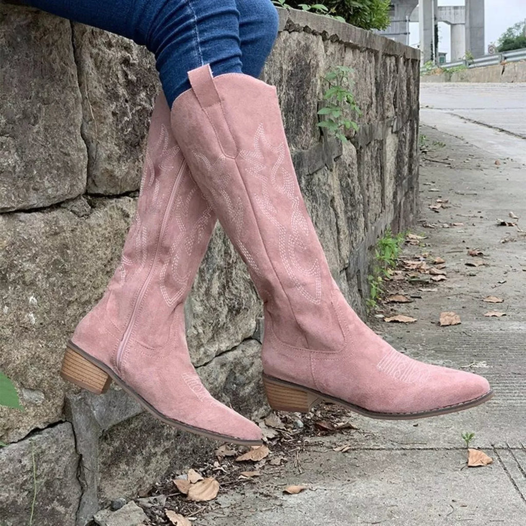 Point Toe Block Heels Boots