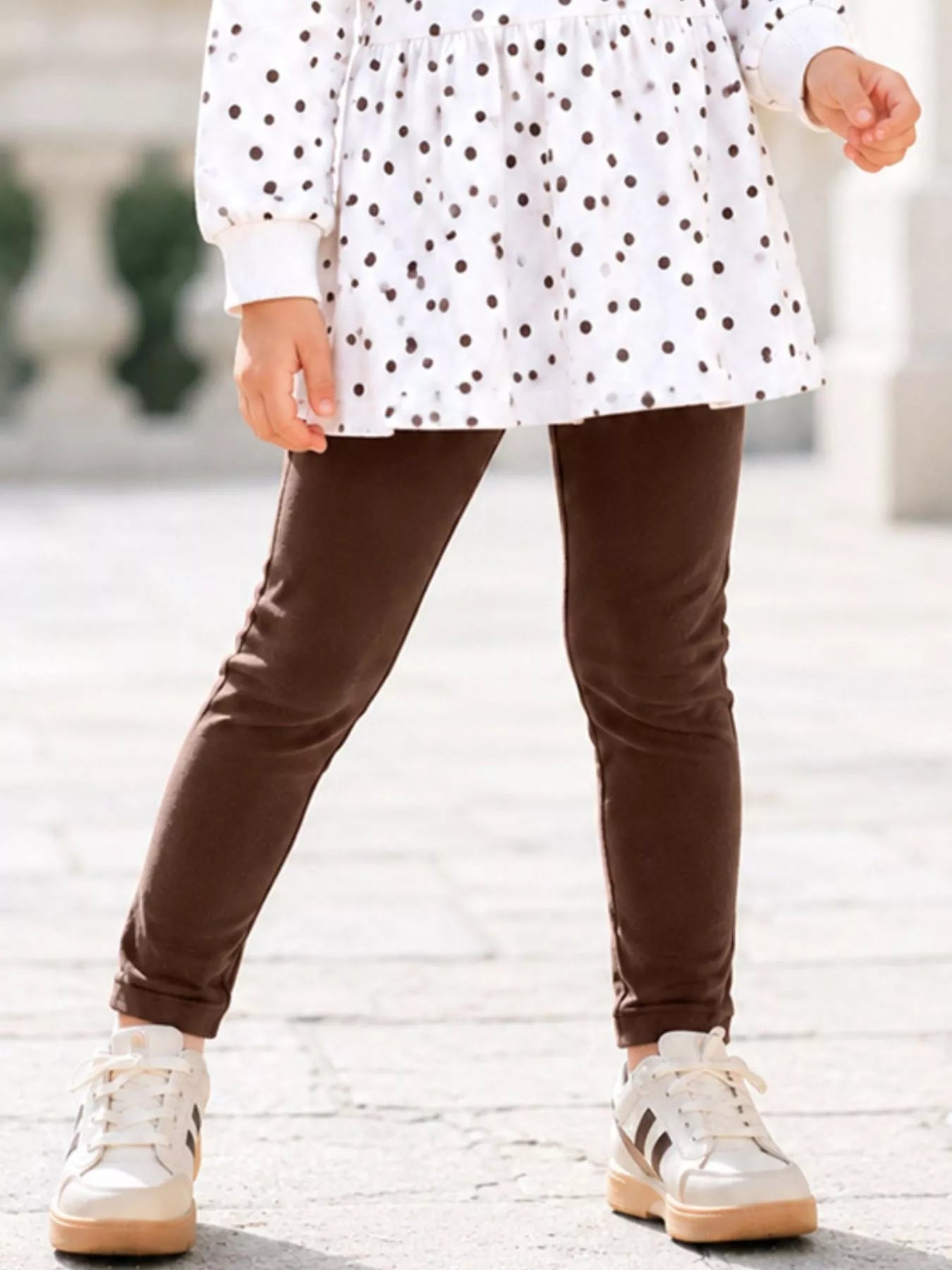 Children's Polka Dot Peplum Top and Solid Leggings Set