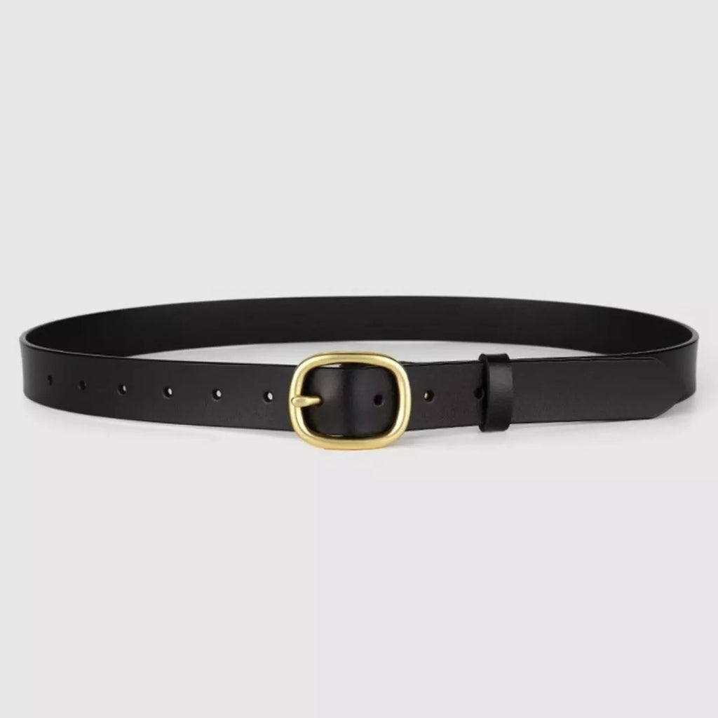Cowhide Leather Belt with Golden Buckle