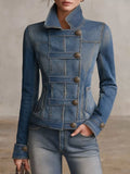 Button Up Fitted Denim Jacket
