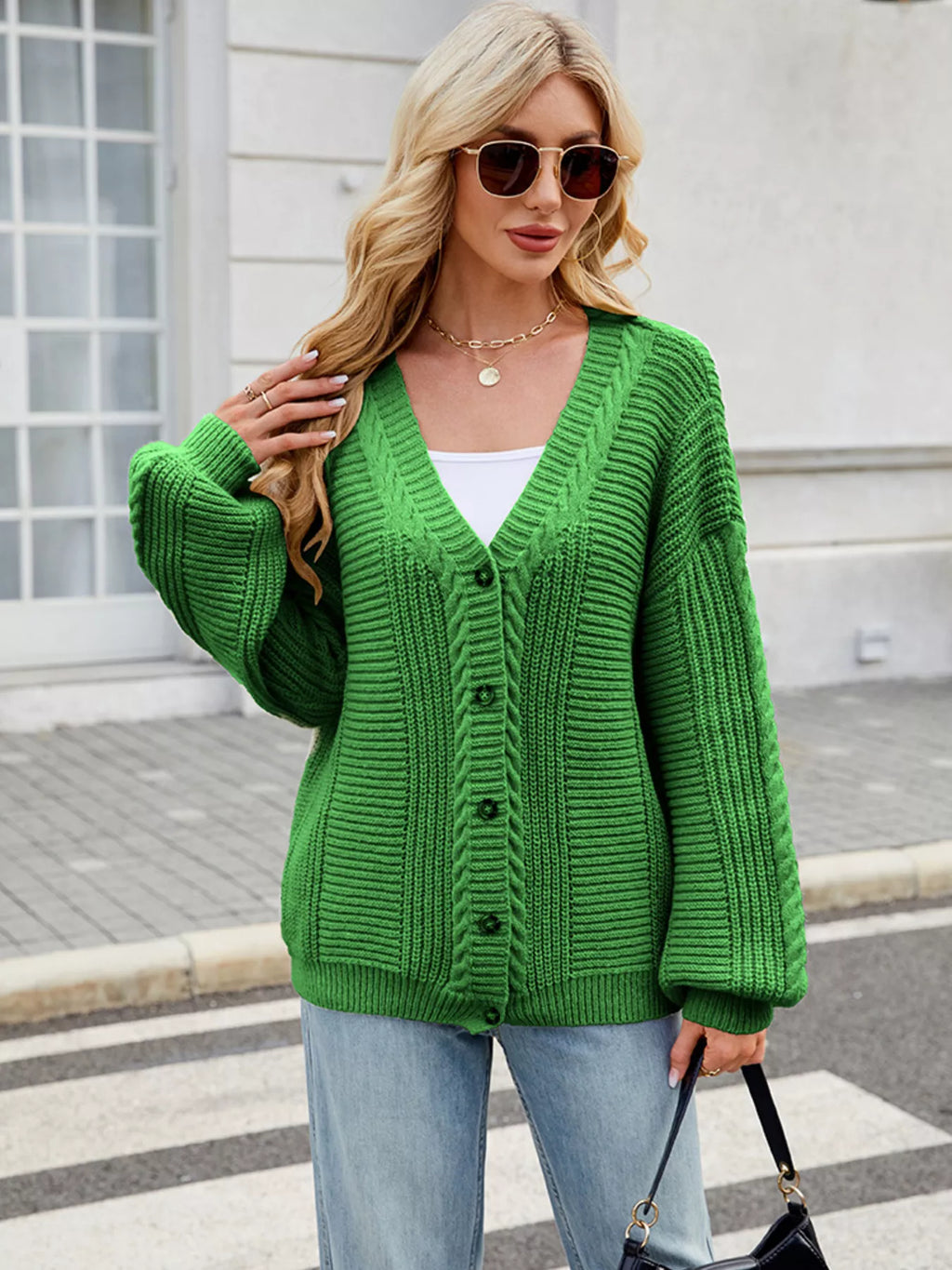 Button Up Long Sleeve Cardigan