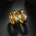 New Titanium Steel Wide Band Ring, Black Gold Inlaid Gold & Silver Foil, Luxury Unique Couple Ring For Men Trendy Jewelry