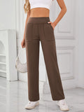 High Waist Straight Leg Active Pants with Pockets