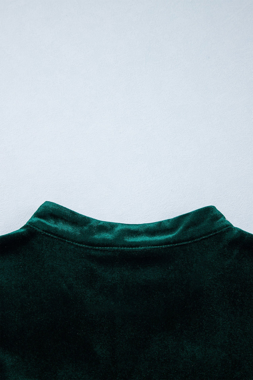 Blackish Green Leopard Trim Velvet Long Sleeve Shift Dress