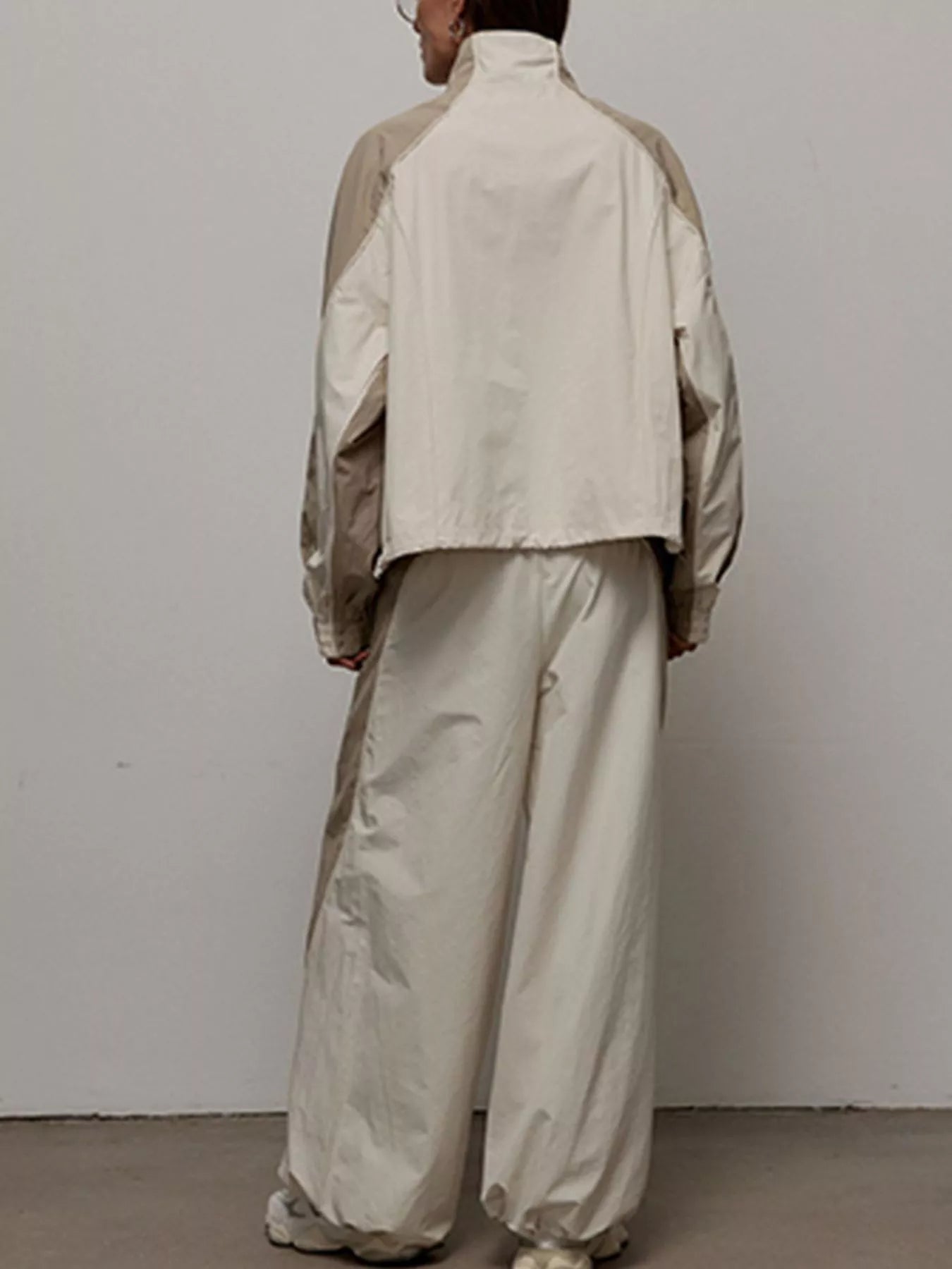 Color Block Zip Up Outerwear and Pants Set